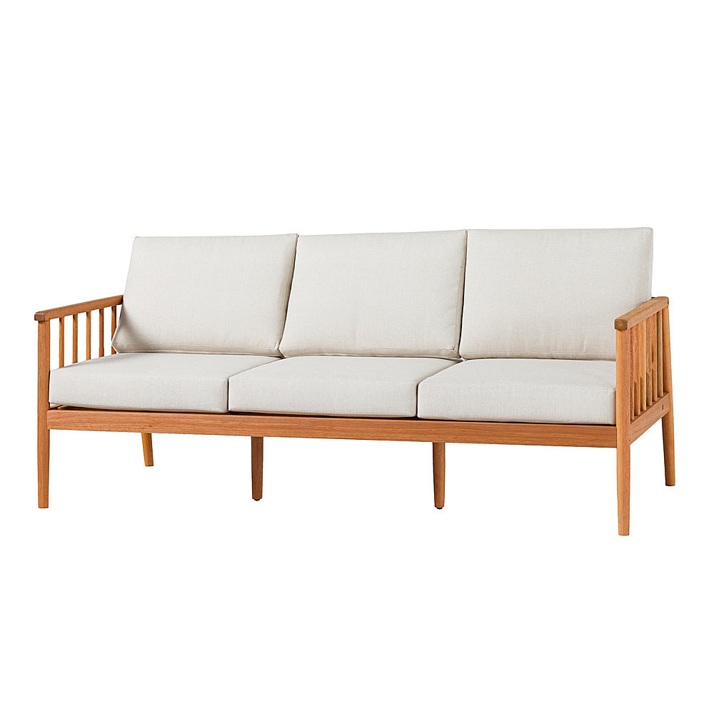Walker Edison - Modern Solid Wood Spindle-Style Outdoor Triple Loveseat - Natural_1