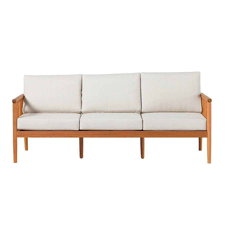 Walker Edison - Modern Solid Wood Spindle-Style Outdoor Triple Loveseat - Natural_0