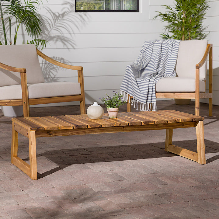 Walker Edison - Modern Solid Wood Outdoor Coffee Table - Natural_11