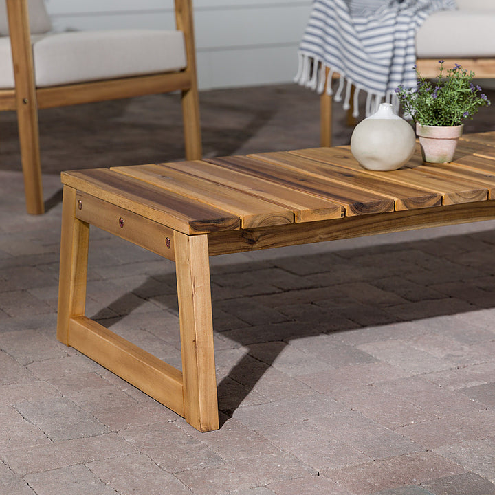 Walker Edison - Modern Solid Wood Outdoor Coffee Table - Natural_10