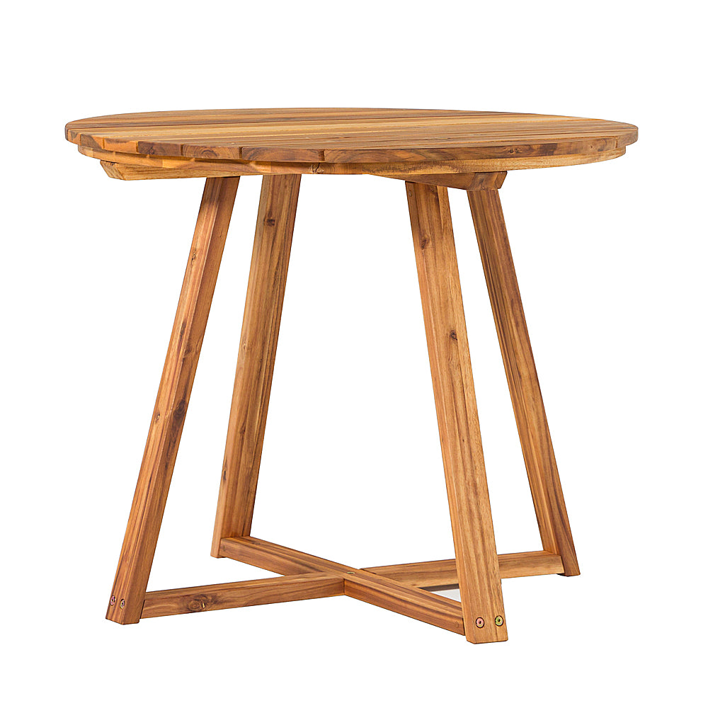 Walker Edison - Modern Solid Acacia Wood Round Outdoor Dining Table - Natural_1