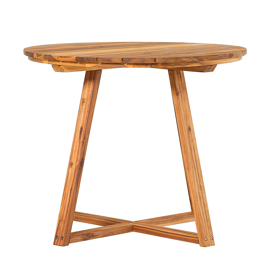 Walker Edison - Modern Solid Acacia Wood Round Outdoor Dining Table - Natural_0