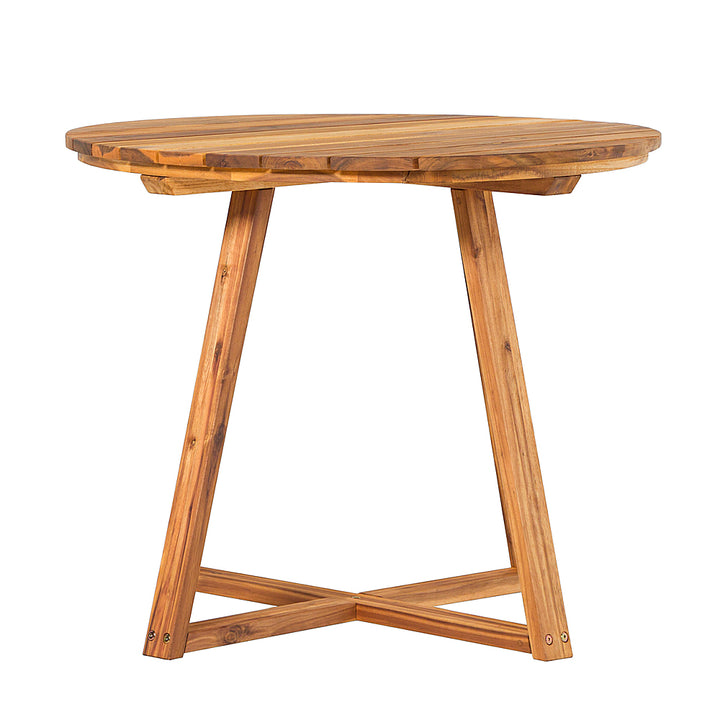 Walker Edison - Modern Solid Acacia Wood Round Outdoor Dining Table - Natural_6