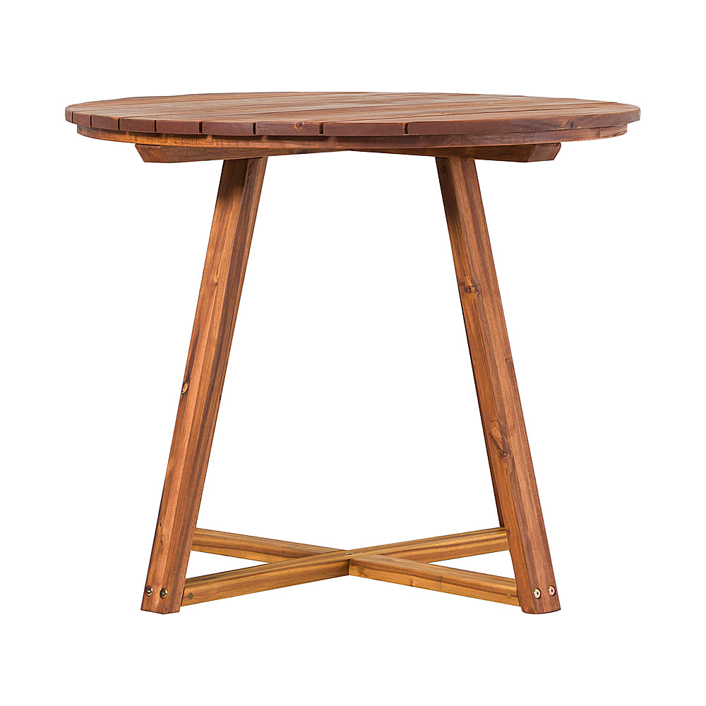 Walker Edison - Modern Solid Acacia Wood Round Outdoor Dining Table - Brown_0