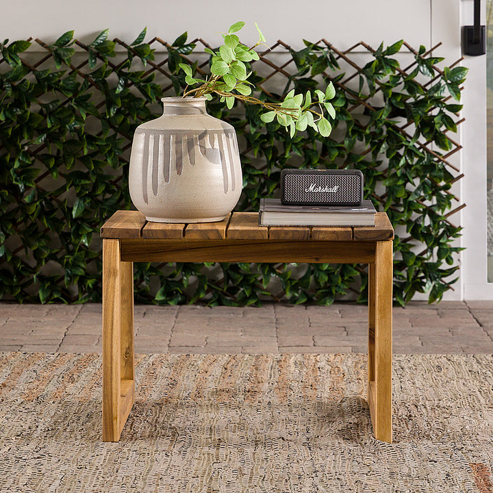 Walker Edison - Modern Solid Wood Outdoor Side Table - Natural_8