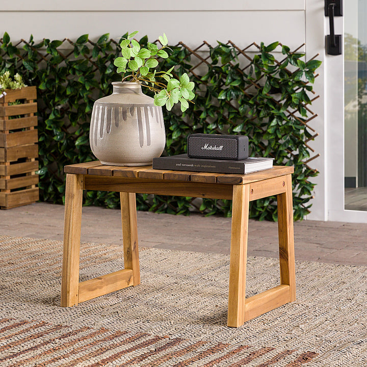 Walker Edison - Modern Solid Wood Outdoor Side Table - Natural_9