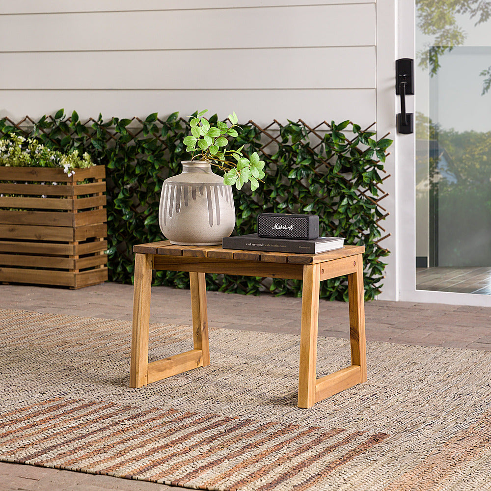 Walker Edison - Modern Solid Wood Outdoor Side Table - Natural_4