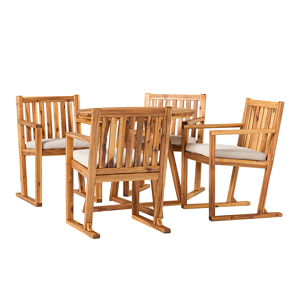 Walker Edison - Modern 5-Piece Acacia Wood Outdoor Dining Set - Natural_1