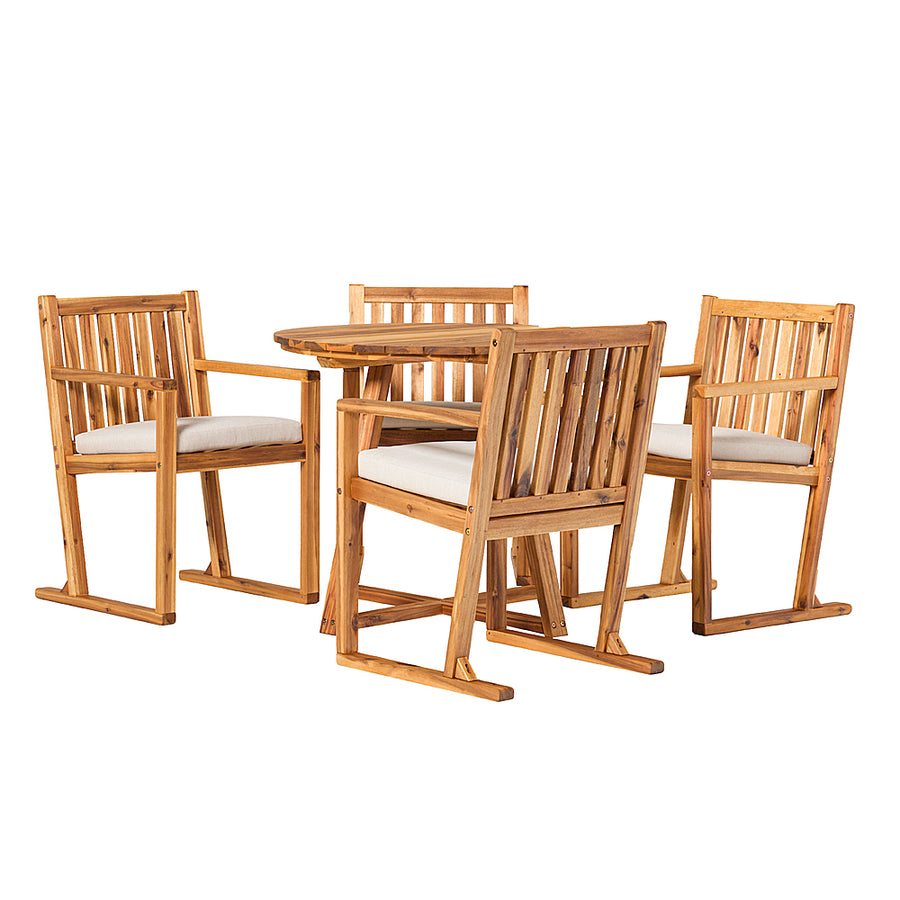 Walker Edison - Modern 5-Piece Acacia Wood Outdoor Dining Set - Natural_0