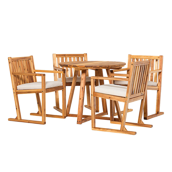 Walker Edison - Modern 5-Piece Acacia Wood Outdoor Dining Set - Natural_2