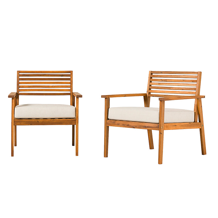 Walker Edison - Modern 2-Piece Acacia Outdoor Lounge Chair Set - Brown_1
