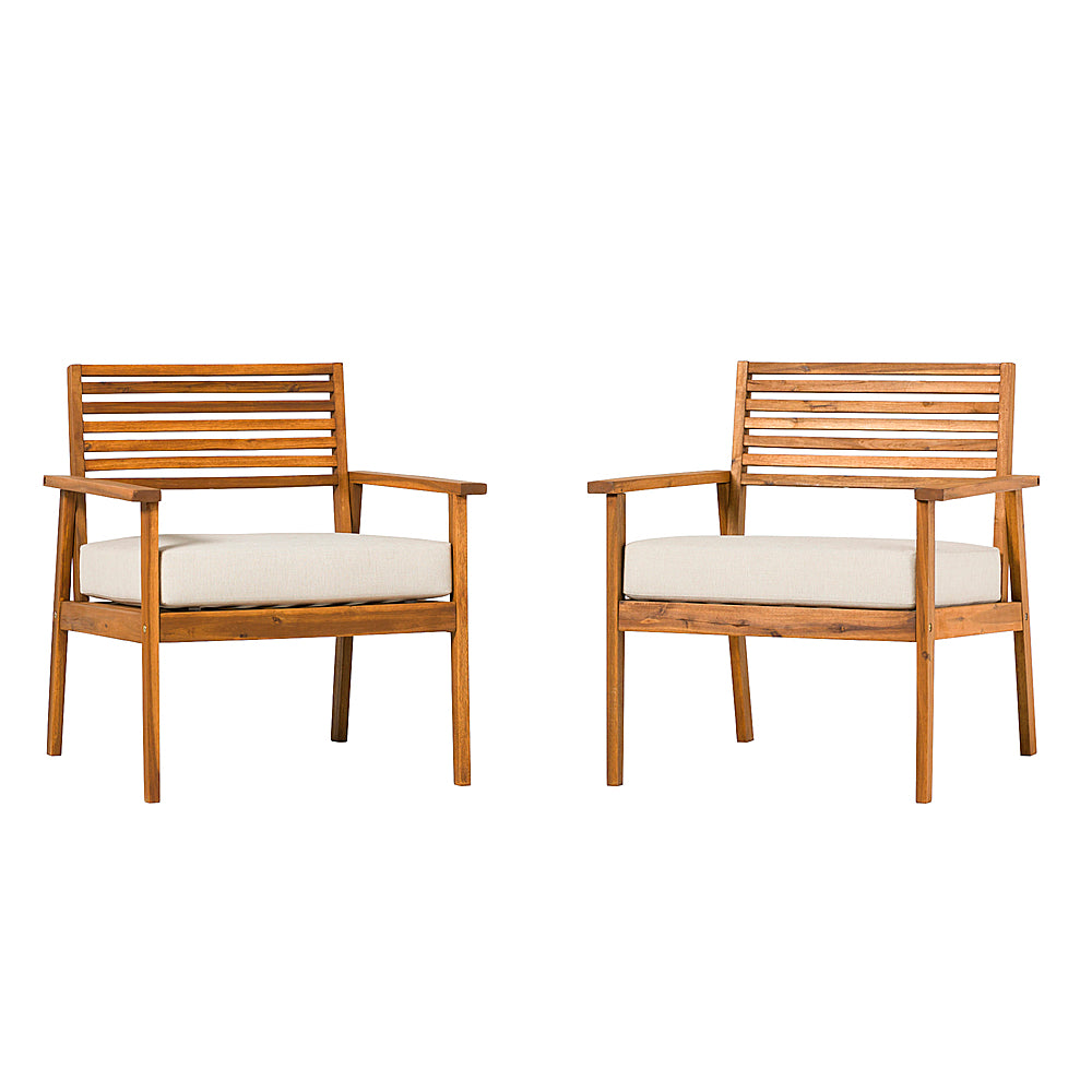 Walker Edison - Modern 2-Piece Acacia Outdoor Lounge Chair Set - Brown_0