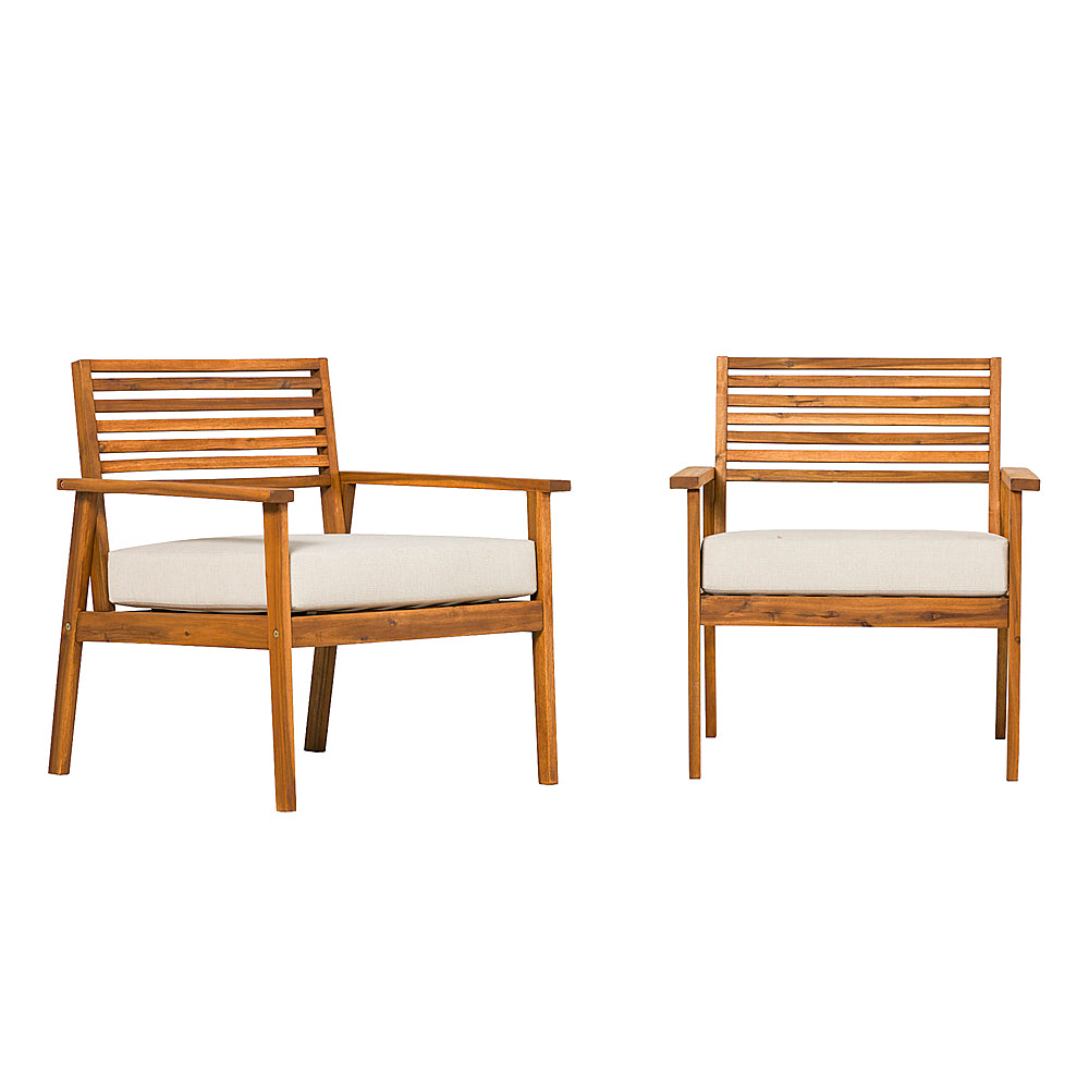Walker Edison - Modern 2-Piece Acacia Outdoor Lounge Chair Set - Brown_2