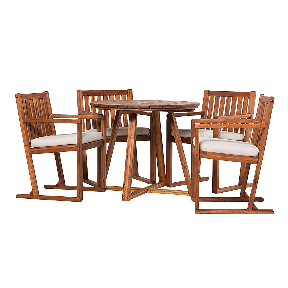 Walker Edison - Modern 5-Piece Acacia Wood Outdoor Dining Set - Brown_2