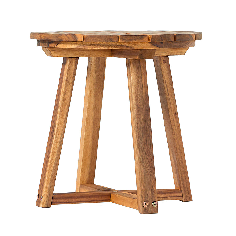 Walker Edison - Modern Solid Wood Slatted Outdoor Side Table - Natural_1