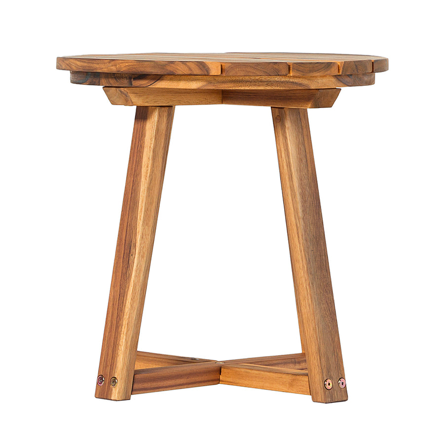 Walker Edison - Modern Solid Wood Slatted Outdoor Side Table - Natural_0