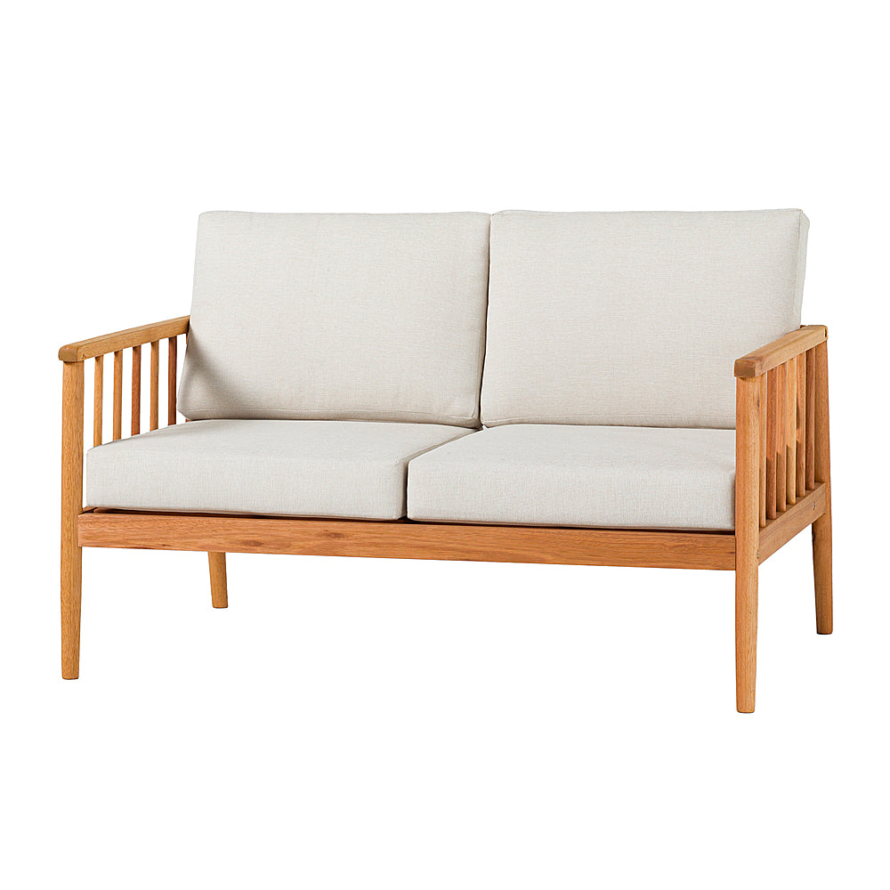 Walker Edison - Modern Solid Wood Spindle-Style Outdoor Loveseat - Natural_1