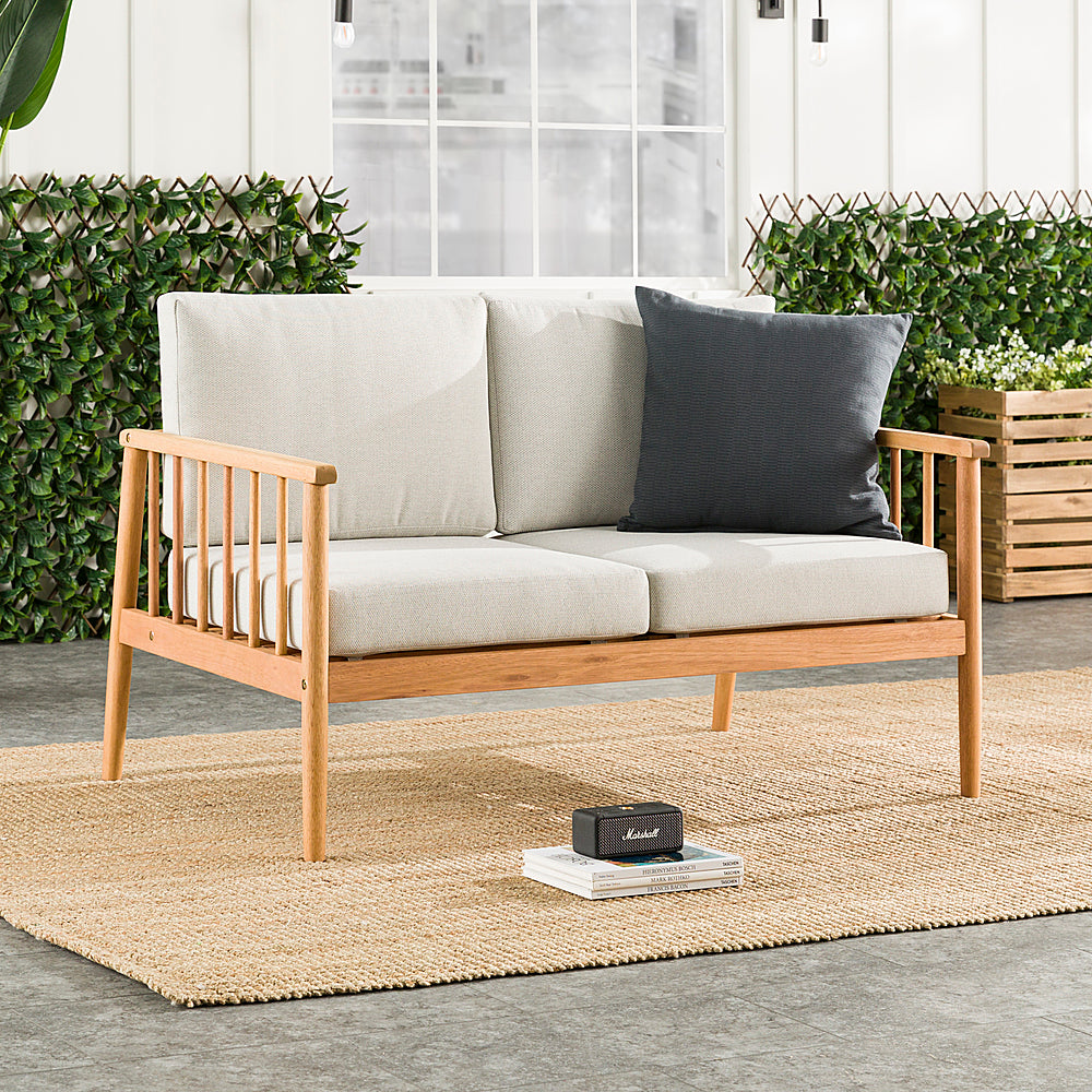 Walker Edison - Modern Solid Wood Spindle-Style Outdoor Loveseat - Natural_9