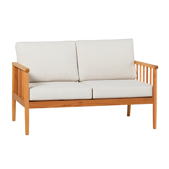 Walker Edison - Modern Solid Wood Spindle-Style Outdoor Loveseat - Natural_2