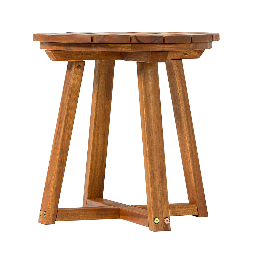 Walker Edison - Modern Solid Wood Slatted Outdoor Side Table - Brown_1