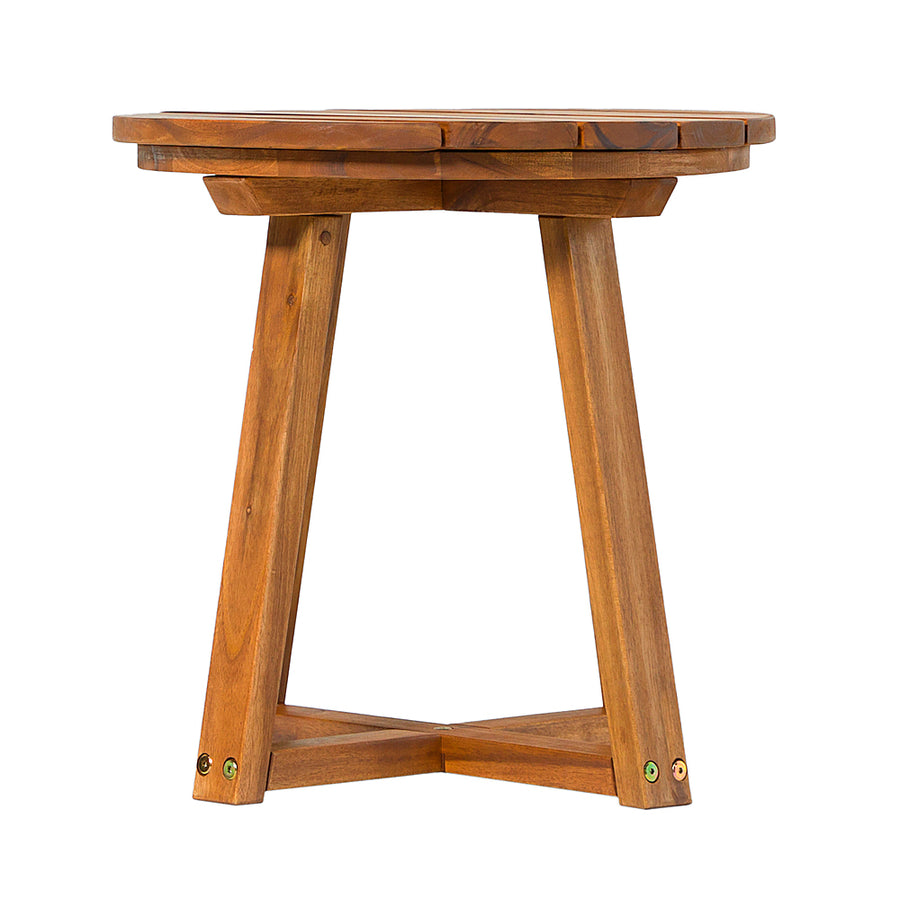 Walker Edison - Modern Solid Wood Slatted Outdoor Side Table - Brown_0