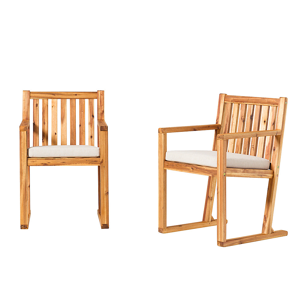 Walker Edison - Modern Solid Wood 2-Piece Slatted Outdoor Dining Chair Set - Natural_1