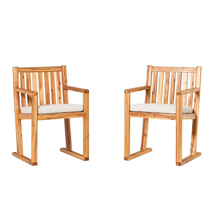 Walker Edison - Modern Solid Wood 2-Piece Slatted Outdoor Dining Chair Set - Natural_0