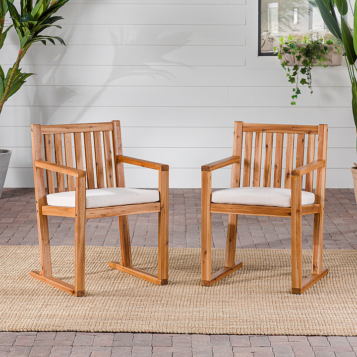 Walker Edison - Modern Solid Wood 2-Piece Slatted Outdoor Dining Chair Set - Natural_6