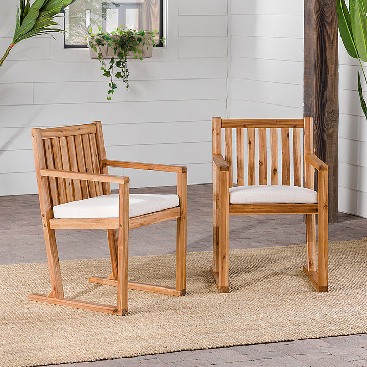 Walker Edison - Modern Solid Wood 2-Piece Slatted Outdoor Dining Chair Set - Natural_7