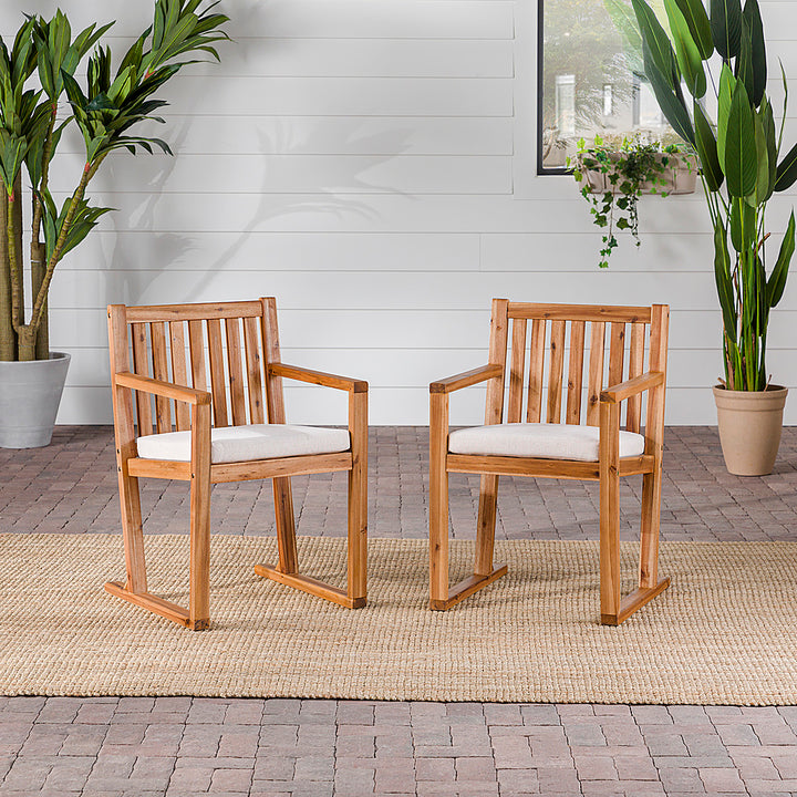 Walker Edison - Modern Solid Wood 2-Piece Slatted Outdoor Dining Chair Set - Natural_4