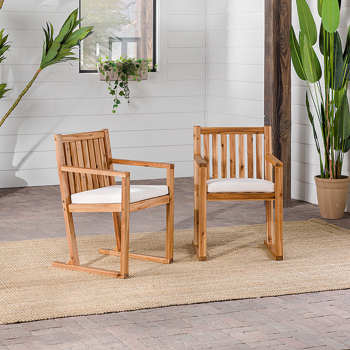 Walker Edison - Modern Solid Wood 2-Piece Slatted Outdoor Dining Chair Set - Natural_5