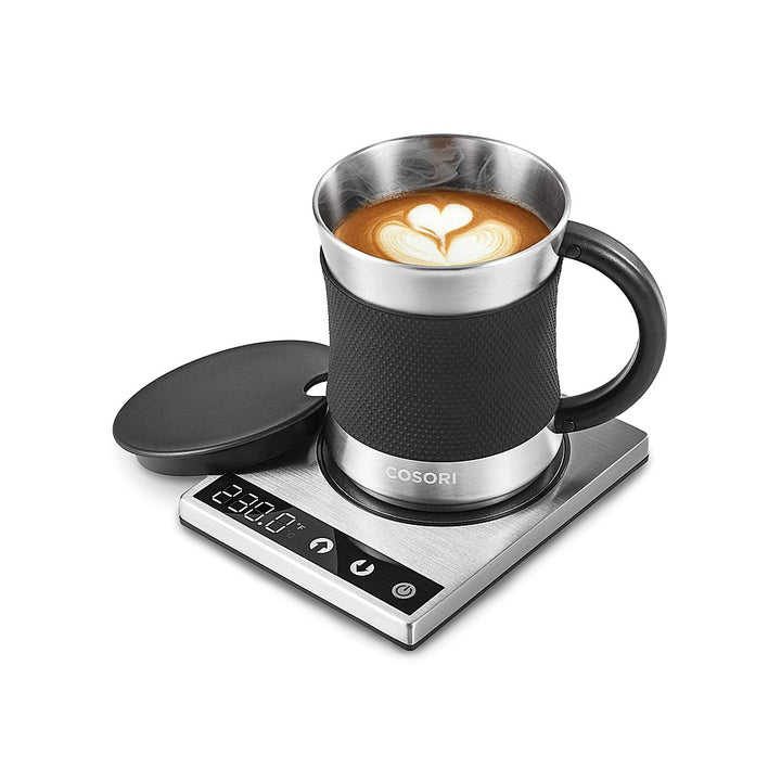 Cosori - Original Coffee Warmer & Stainless Steel Coffee Mug Set - Silver_0