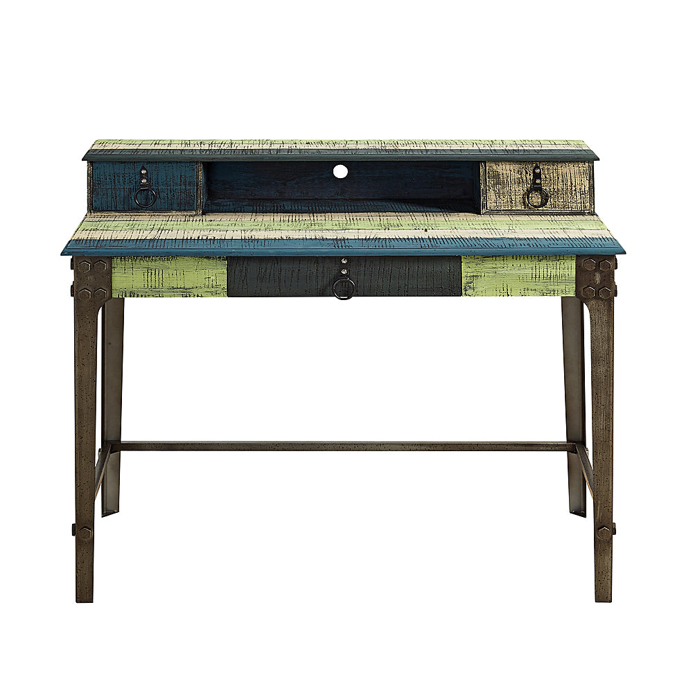 Linon Home Décor - Calson Three-Drawer Weathered Industrial-Style Desk - Multicolor Stripes_1