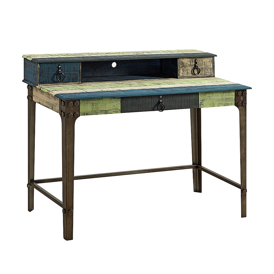 Linon Home Décor - Calson Three-Drawer Weathered Industrial-Style Desk - Multicolor Stripes_0