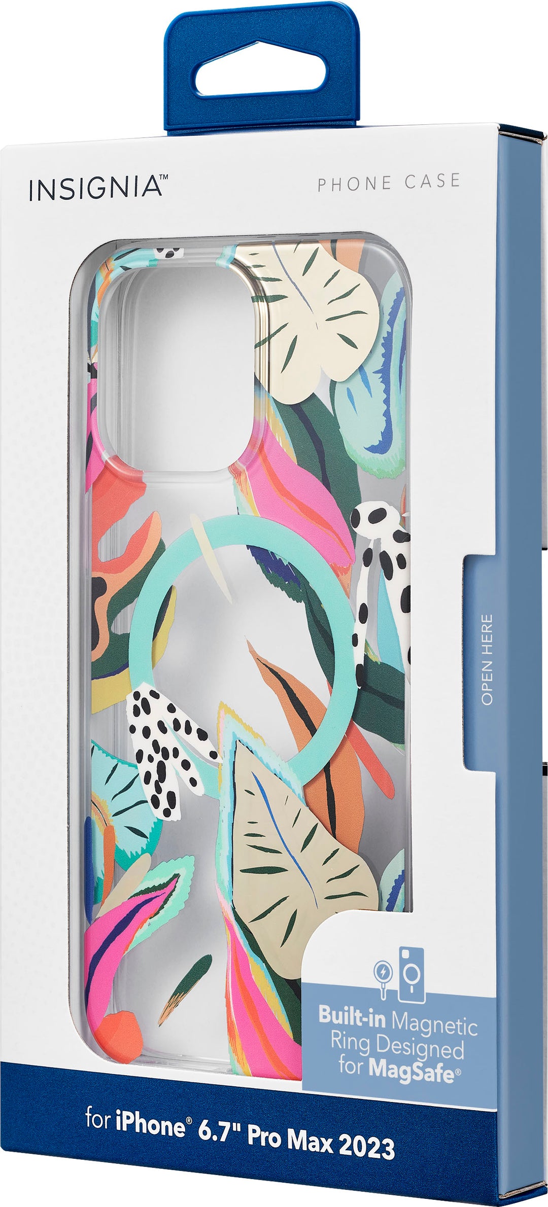 Insignia™ - Hard-Shell Case with MagSafe for iPhone 15 Pro Max - Tropical Leaves Pattern_6