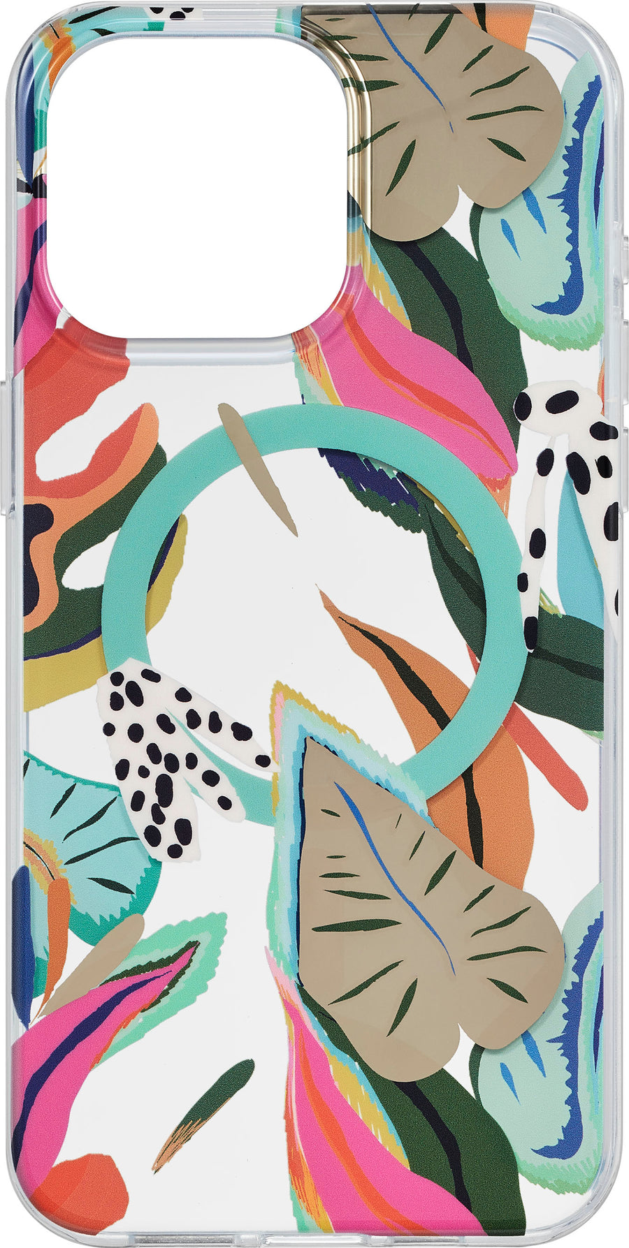 Insignia™ - Hard-Shell Case with MagSafe for iPhone 15 Pro Max - Tropical Leaves Pattern_0