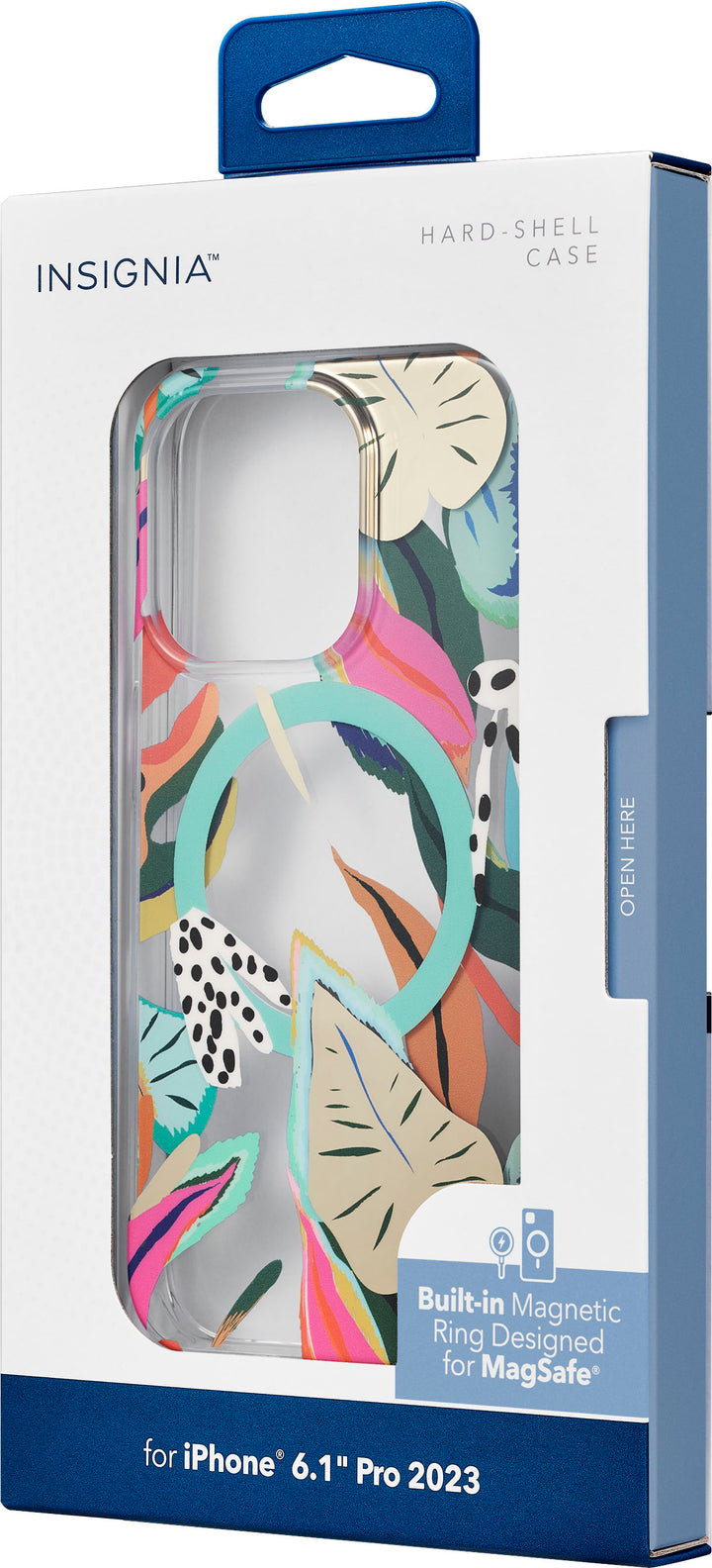 Insignia™ - Hard-Shell Case with MagSafe for iPhone 15 Pro - Tropical Leaves Pattern_6