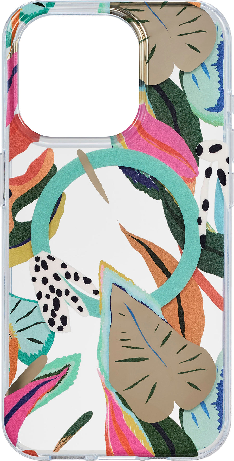 Insignia™ - Hard-Shell Case with MagSafe for iPhone 15 Pro - Tropical Leaves Pattern_0