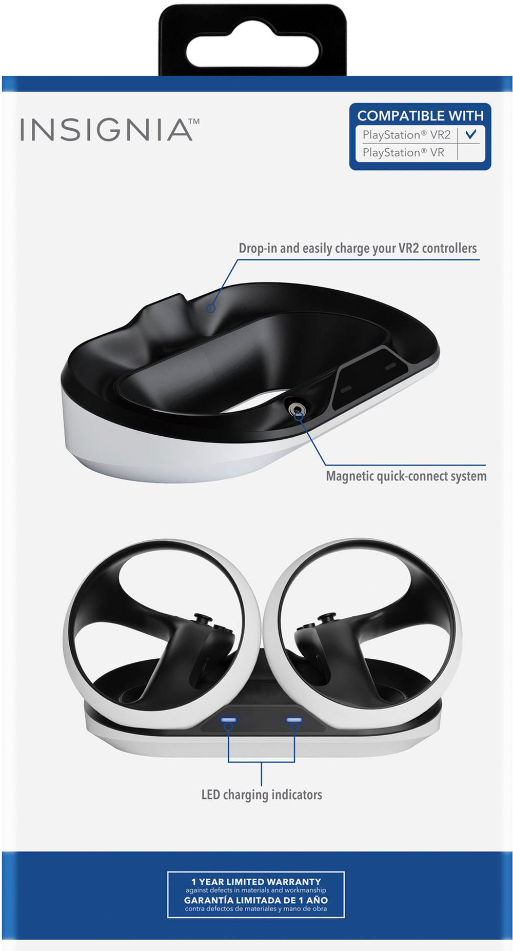 Insignia™ - Dual Charge Station for Sony PlayStation VR2 Sense Controllers - White/Black_1