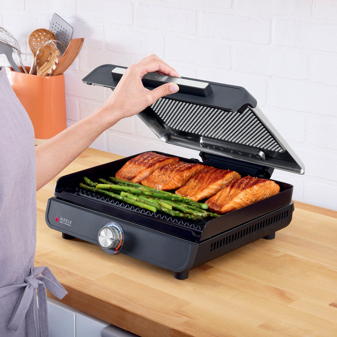 Ninja - Sizzle Smokeless Countertop Indoor Grill & Griddle with Interchangeable Grill and Griddle Plates - Gray/Silver_6