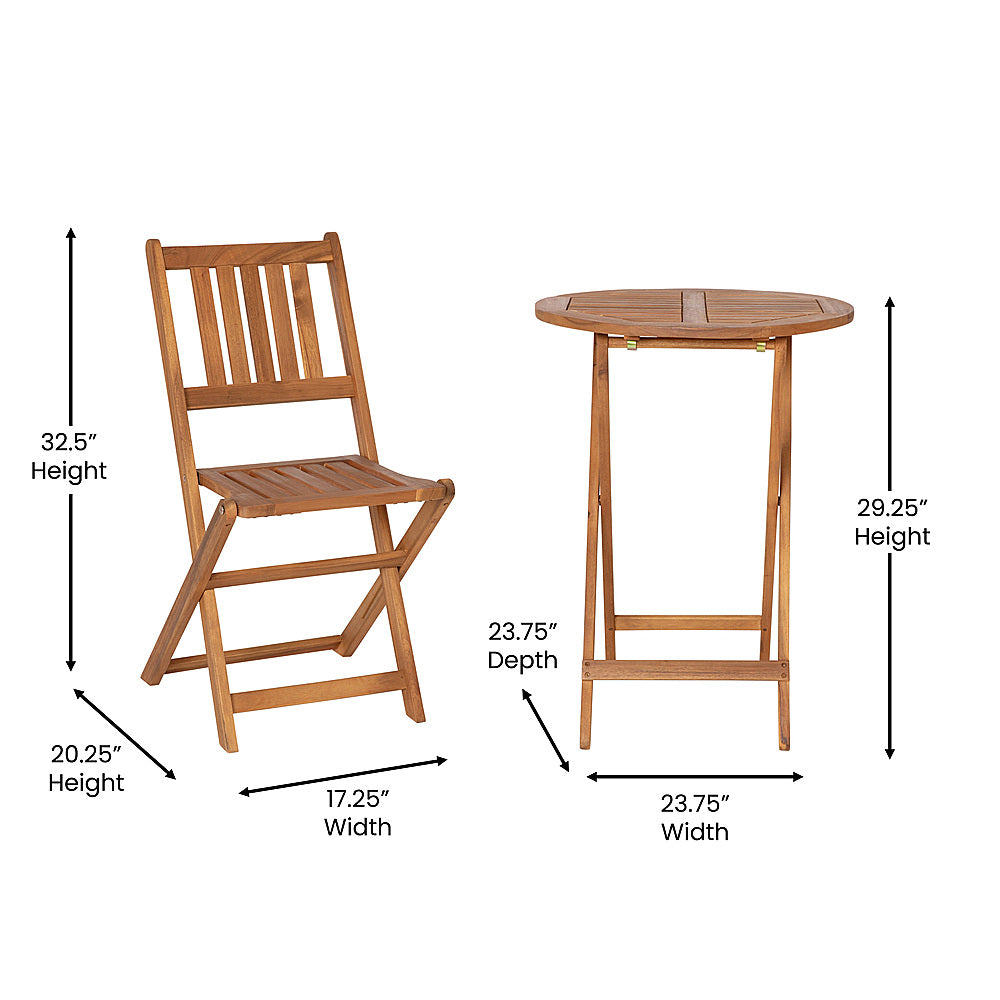 Flash Furniture - Martindale Indoor/Outdoor Acacia Wood Folding Table and 2 Chair Bistro Set in - Natural_10