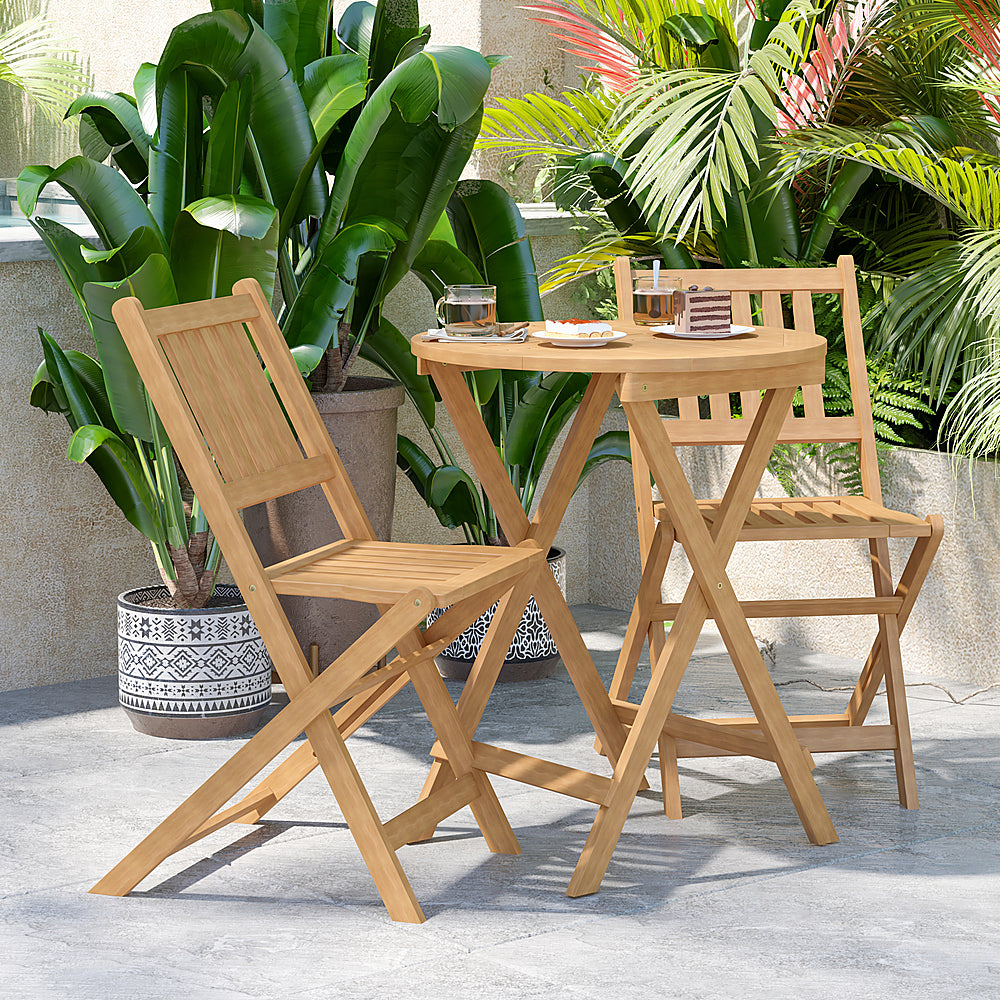 Flash Furniture - Martindale Indoor/Outdoor Acacia Wood Folding Table and 2 Chair Bistro Set in - Natural_9