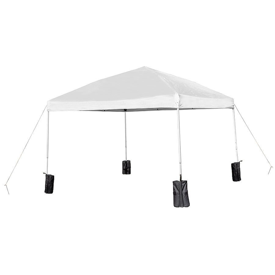 Flash Furniture - Harris 10'x10' White Pop Up Straight Leg Canopy Tent With Sandbags and Wheeled Case - White_0