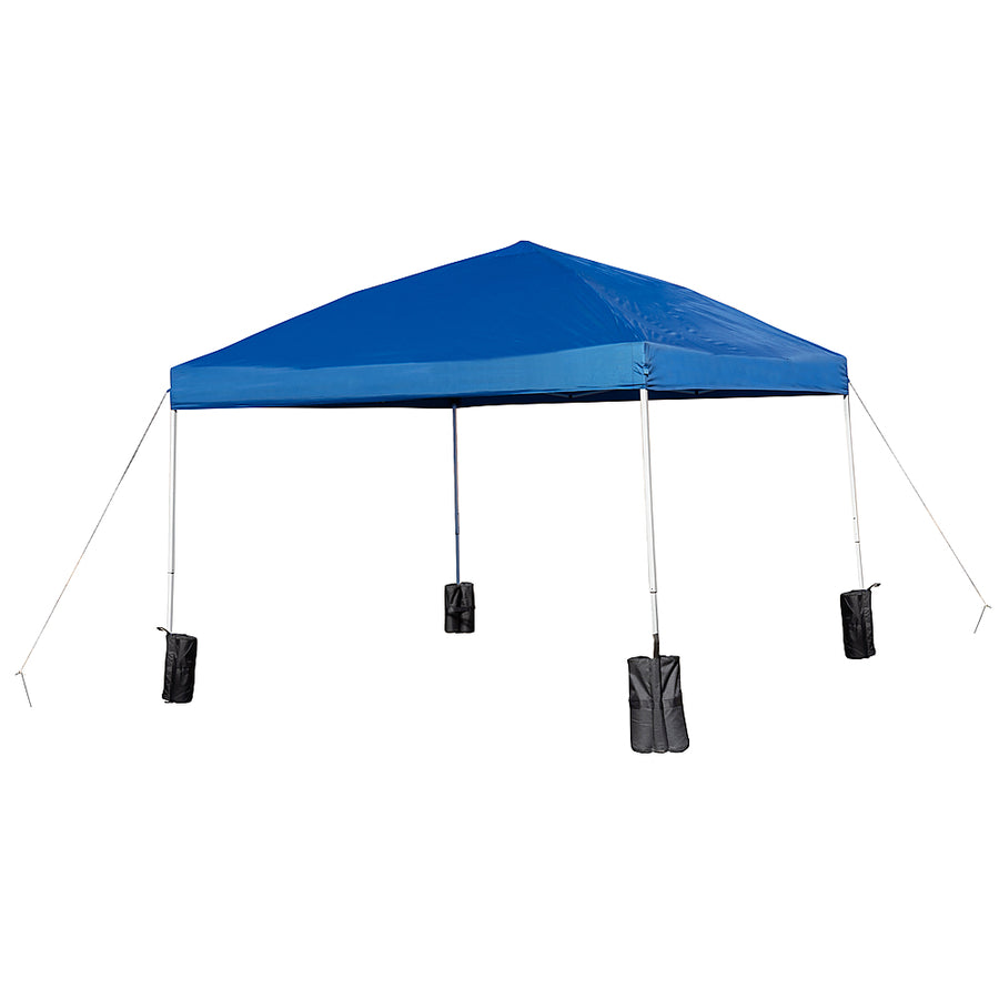 Flash Furniture - Harris 10'x10' Blue Pop Up Straight Leg Canopy Tent With Sandbags and Wheeled Case - Blue_0