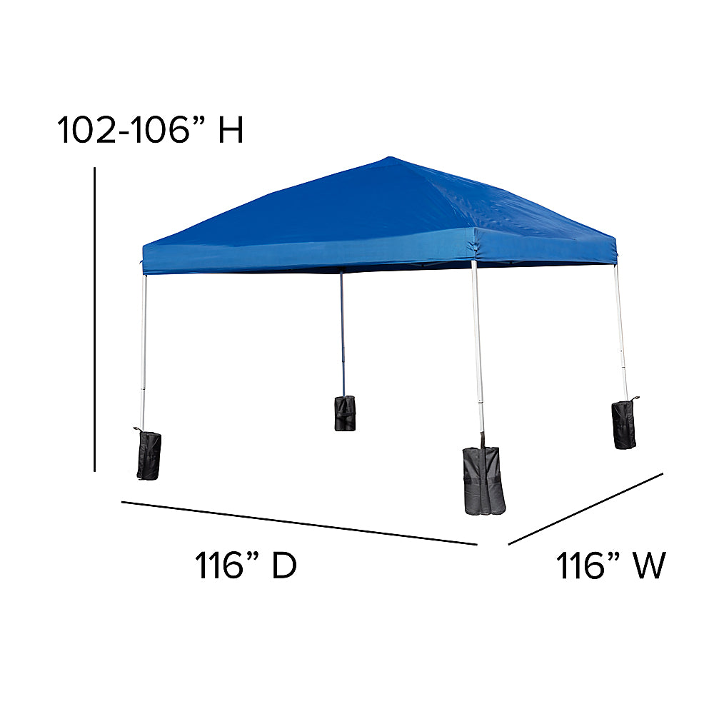 Flash Furniture - Harris 10'x10' Blue Pop Up Straight Leg Canopy Tent With Sandbags and Wheeled Case - Blue_5