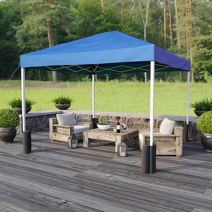 Flash Furniture - Harris 10'x10' Blue Pop Up Straight Leg Canopy Tent With Sandbags and Wheeled Case - Blue_4