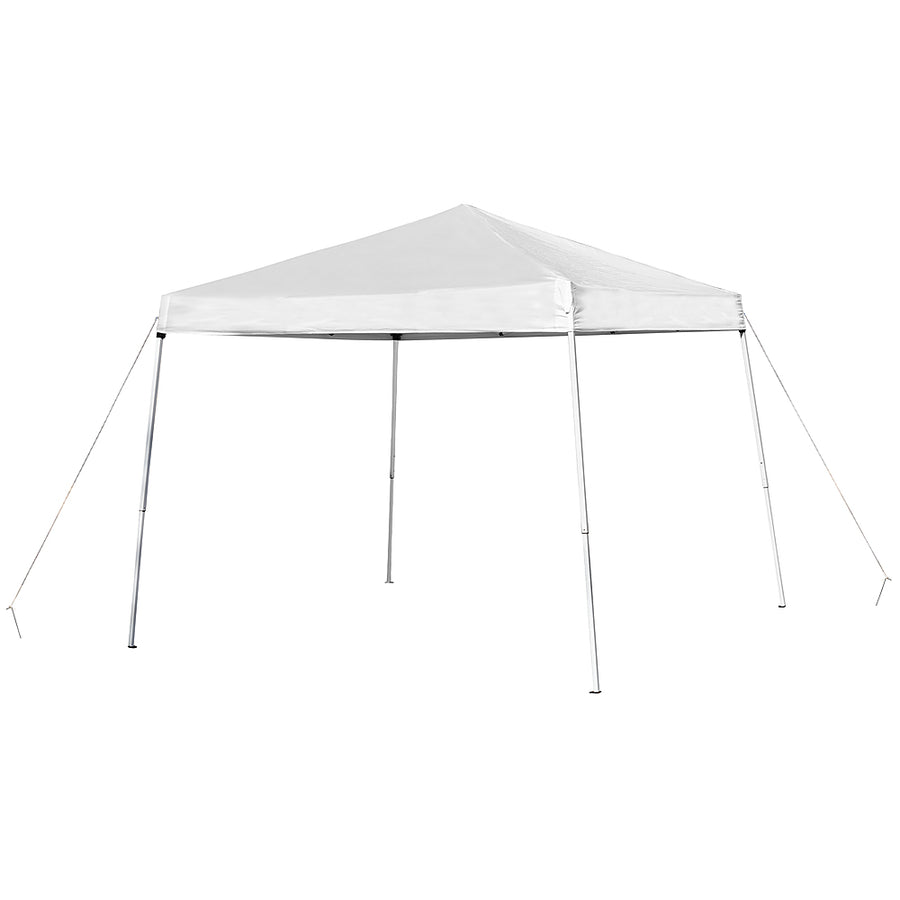 Flash Furniture - Harris 8'x8' White Weather Resistant Easy Pop Up Slanted Leg Canopy Tent with Carry Bag - White_0