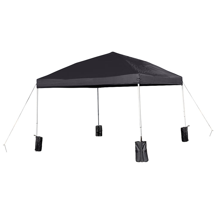 Flash Furniture - Harris 10'x10' Black Pop Up Straight Leg Canopy Tent With Sandbags and Wheeled Case - Black_0