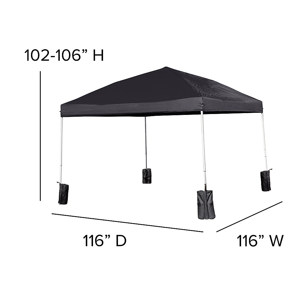 Flash Furniture - Harris 10'x10' Black Pop Up Straight Leg Canopy Tent With Sandbags and Wheeled Case - Black_5