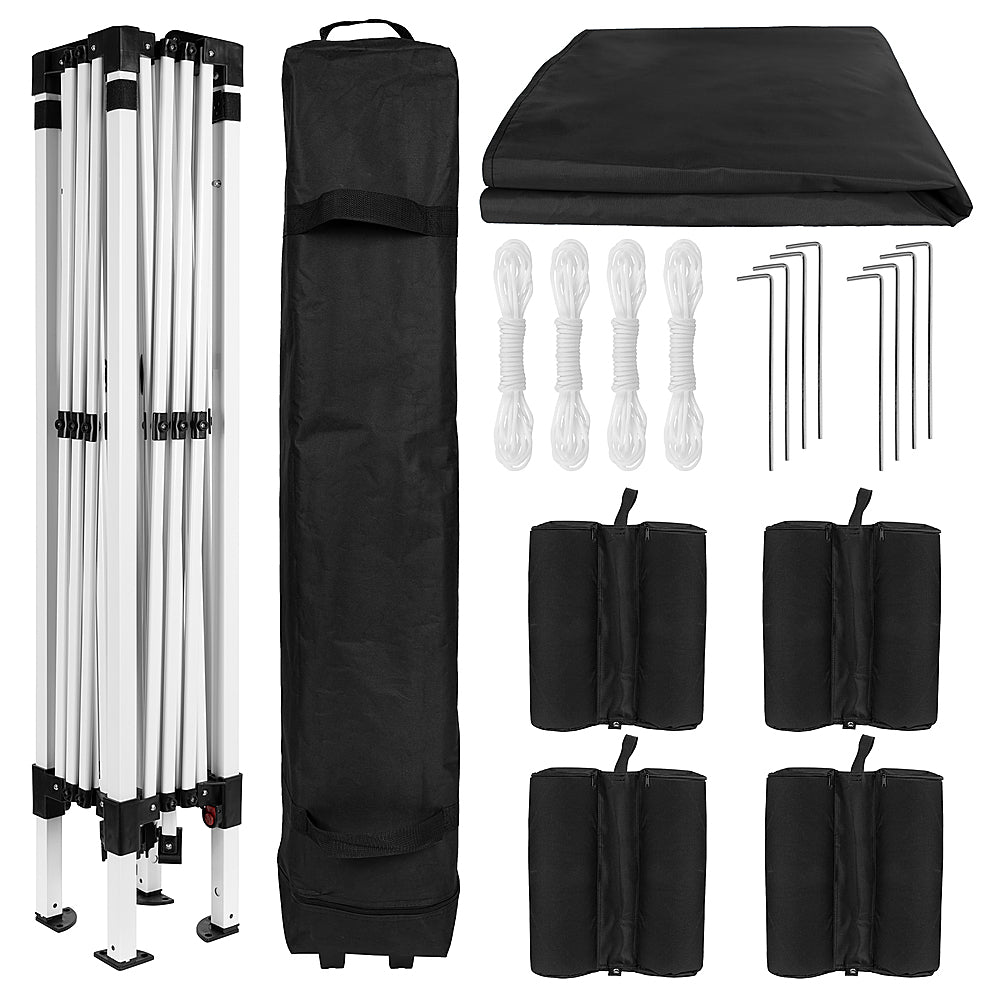Flash Furniture - Harris 10'x10' Black Pop Up Straight Leg Canopy Tent With Sandbags and Wheeled Case - Black_3